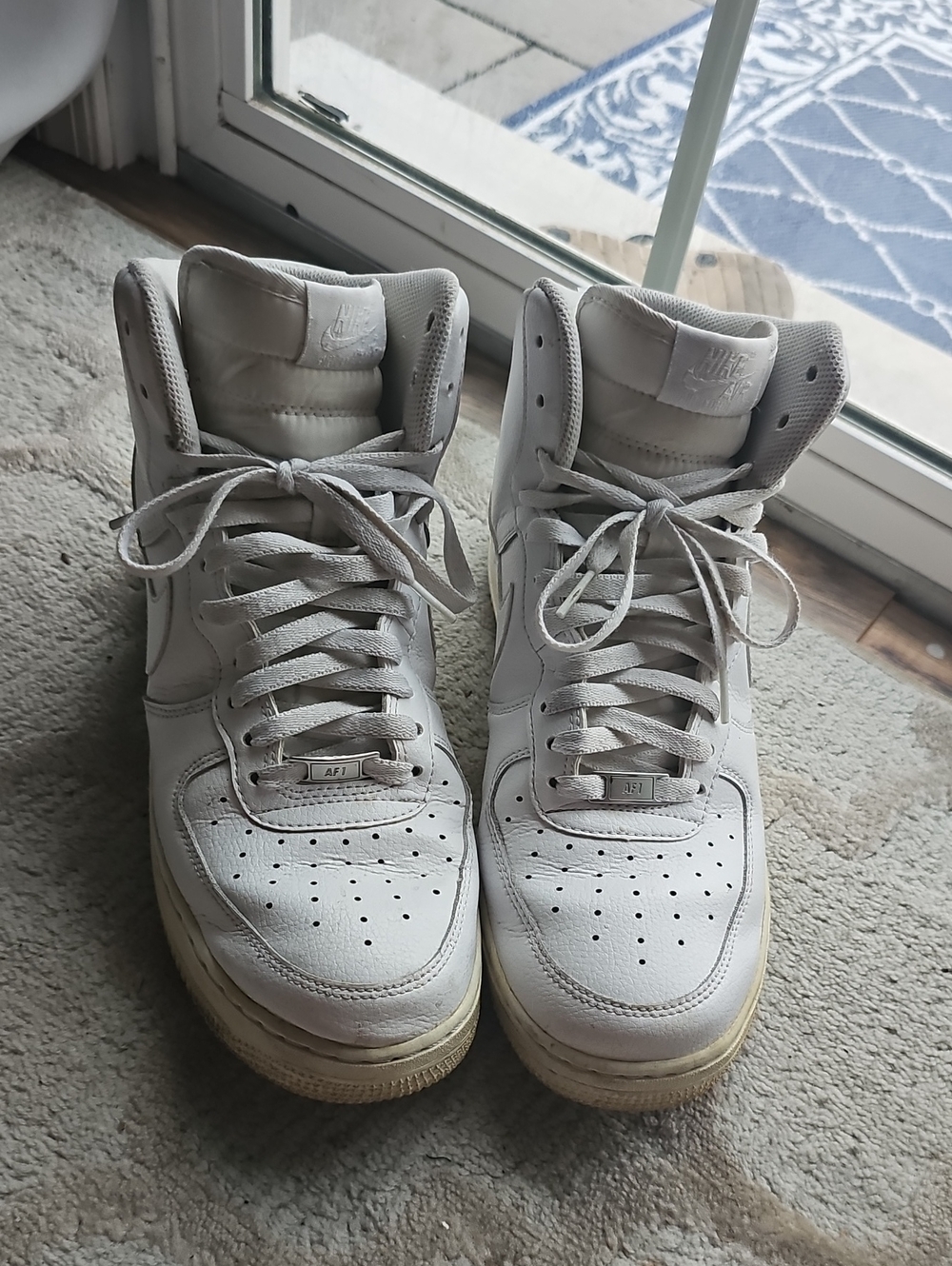 Nike White High-Top Leather Sneakers with Cream Soles